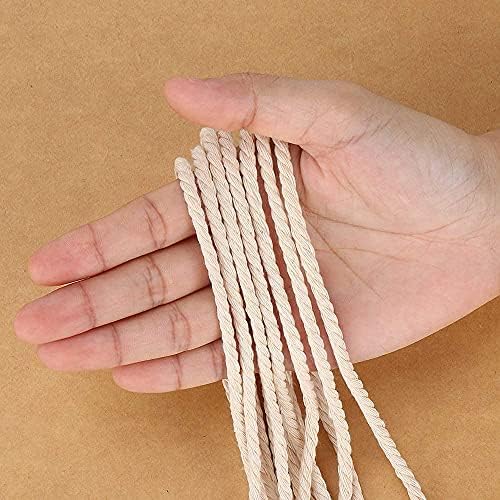 Macamer Cord 3mm x 328yards, corda de macram de algodão natural - 3 fios Twisted Macrame Cordão de algodão para penduramento de parede, cabides de planta, artesanato, embrulho de presentes e decorações de casamento