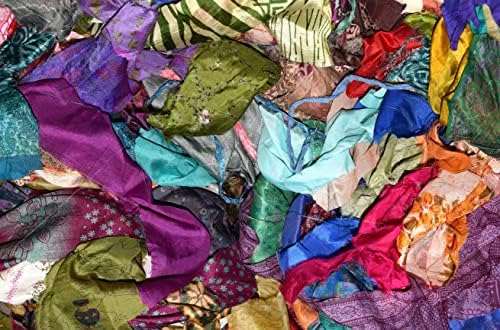 Restos de tecido de seda 100g, reciclados, reciclados, remanescentes de resíduos, lote de bolsa misteriosa, tecido misto, seda para Nuno