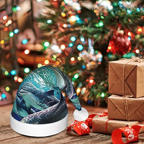 Dolfins Chapéu decorativo de Natal com luz LED, pelúcia adulta, Chapéu luminoso de festa de férias