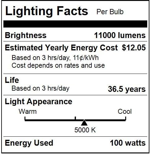 Sunlite CC/LED/150W/E39/MV/50K 5000K LED LED MIL COB LUDER 150W MOGUL BASE, SUPER BRANCO