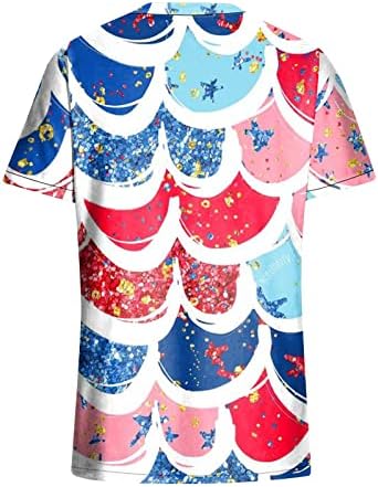 Top de verão para mulheres, tampas clássicas de camisa patriótica solta em 4 de julho Tee Tops