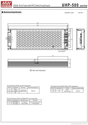 Meanwell UHP-500R-4.2 4,2V 80A 336W Tipo Slim com suprimento de comutação PFC de LED