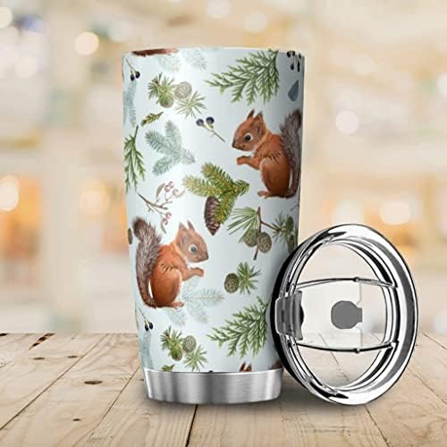 Solmagi Squirrel Animal Aço inoxidável Tumbler Isolamento de vácuo Tumbler com tampa de caneca de caneca de caneca de parede dupla para bebidas quentes e frias 20oz
