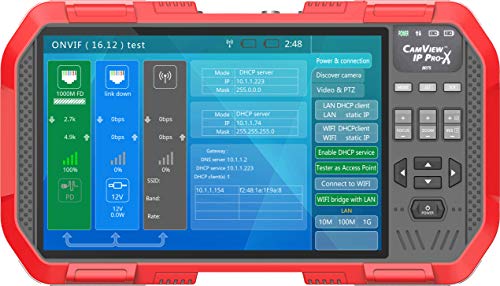 Triplett 8075 CamView IP Pro-X CCTV Tester com POE, servidor DHCP embutido e tela sensível ao toque de 7 TFT-NTSC/PAL, HD-CVI