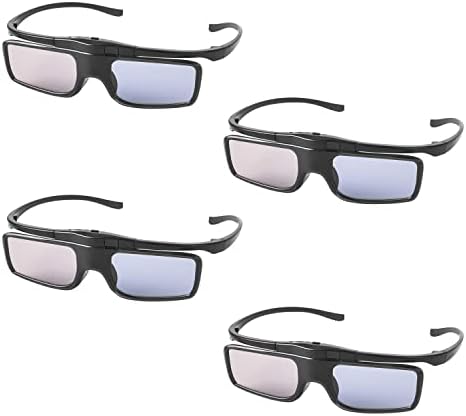 Óculos 3D RF, obturador ativo RF 3D Óculos recarregáveis ​​adequados para projetores de TV 3D RF, Eyewear RF 3D para Sony Epson Toshiba Sharp, compatível com TDG-BT500A, SSG-5100GB, AN3DG40, pacote de 4