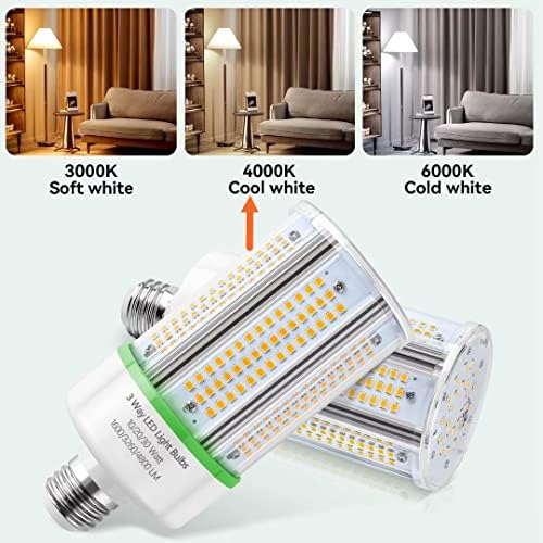 3 lâmpadas de 3 vias 100 200 3w Branco branco 4000k equivalente, A21 LED BASE E26 Base, 1600/3260/4800lm para lâmpadas de mesa e lâmpadas de piso