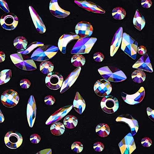 Kit de cristal de unhas profissionais, 9000pcs Multi -Shapes Crystal de vidro Strassm strass para unhas artesanato mix tamanhos não