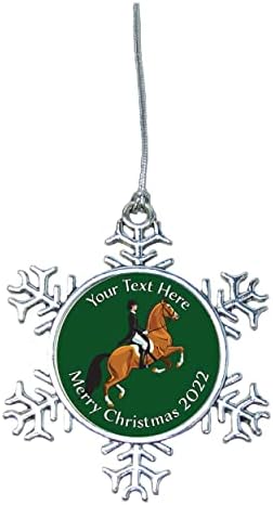 Dressage Horseback Riding Christmas Silver ornament boneco de neve ou lâmpada Escolha seu texto