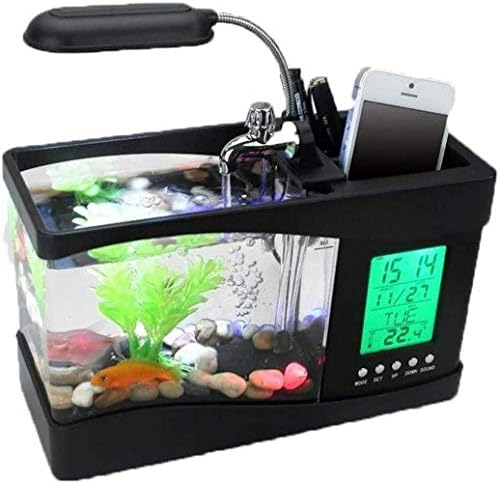 XZRWYB Relógio de alarmes carregamento USB LED Night Light Mini Fish Tank Aquarium Dating Temperature Multifunction