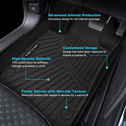 Nikalaika Floor tapetes personalizados para Kia Sportage 2023 All Weather Protection TPE Floor de piso de borracha Acessórios tapetes de carros, conjuntos de conjuntos duvidosos à prova d'água Durável, 1ª e 2ª linha, preto