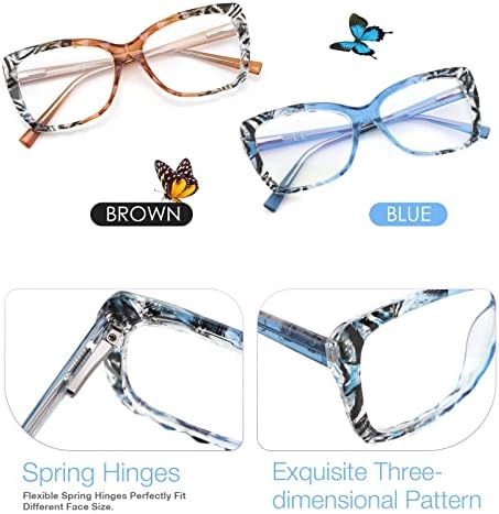 Missfive 2 pacote 2 Óculos de leitura multifocus progressivos Mulheres, olho de gato sem linha Leitores de luz azul