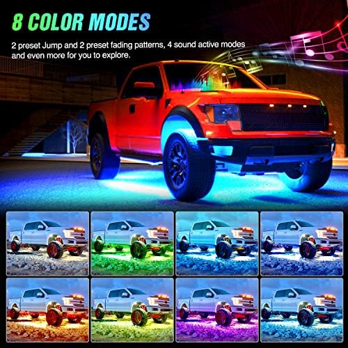 Nilight 6pcs Car Luzes de tira de sotaque de neon de carro de subsceso 300 LEDS RGB Multi Color DIY Sound Função Ativa