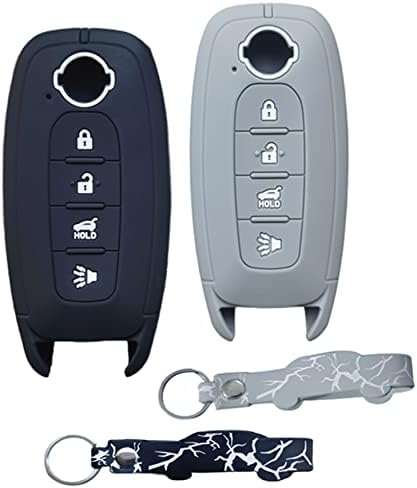 Runzuie 2pcs Silicone Remote Smart Key FOB compatível com 2024 2023 Nissan Rogue Pathfinder Chave FOB Tampa 4 Botão