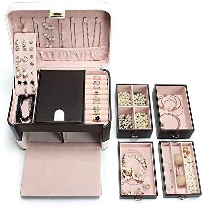 Caixas de jóias QTT Organizador de jóias portáteis de couro Princesa estilo jóias para anéis Brincos caixa de jóias de jóias para