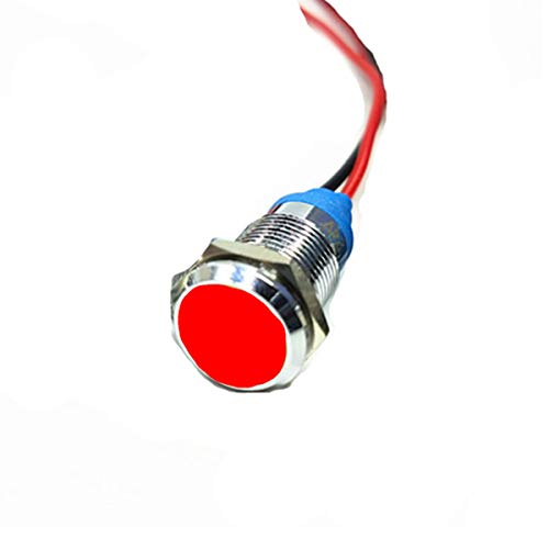 4 PCs Luz indicadora de metal 12 mm, sinal de 24V Luz de segurança à prova d'água do sinal de segurança com fio de 15 cm, vermelho