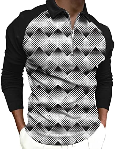 Camiseta de manga comprida masculina moda de moda de moda estampada colar de gola casual colarinho camisetas de golfe camisetas tops de blusa de pulôvera