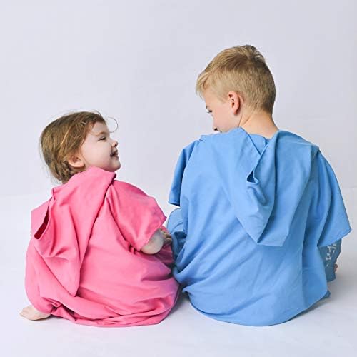 Tiddlers e Nippers Kids Microfibre Toalha/Poncho com capuz | Cores: Blue/rosa/cinza leve, super absorvente microfibra
