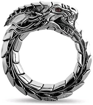 Ringos punk vintage Dragão dormindo Ring Men Mulheres 925 Silver Trendy Packable Gothic Rings Rings Jóias Preto