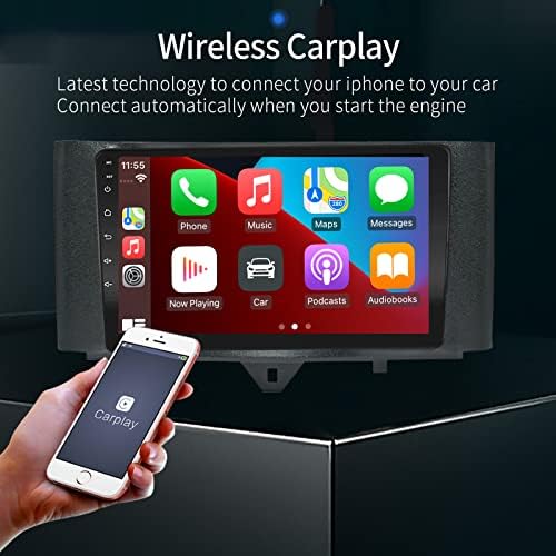 Rádio Rádio Android Lexxson CarPlay para Smart Fortwo 2011-2015 com tela de toque capacitiva de 9 polegadas de alta