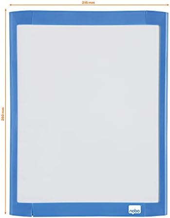 Nobo 1903816 Mini quadro branco magnético com moldura colorida, limpeza a seco, montagem de parede, inclui caneta de quadro branco, ímãs, borracha e adesivo para montagem adesiva, azul claro, 216 x 280 mm
