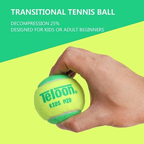 Teloon Kids Tennis Balls 12/18 Bola de tênis de compactação de compactação para iniciantes para crianças treinando para crianças