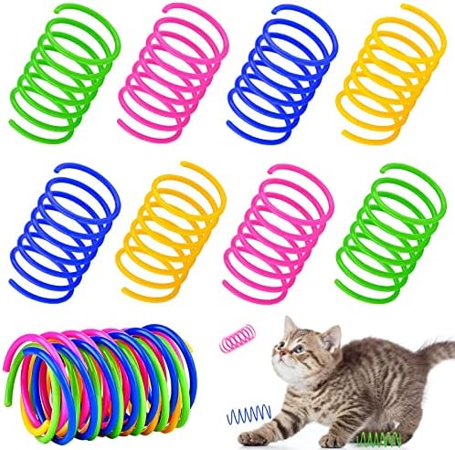 100 PCs Toys de mola de gato para gatos internos, molas em espiral interativas de gatos coloridas e duráveis ​​Bobina de plástico
