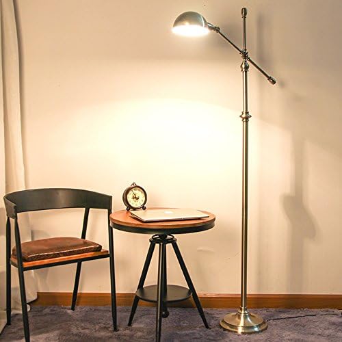 Lâmpadas antigas de piso antigas da Cotclo, American Brass Iron Decoration Plug -in Standing Lamp Standing Room Industrial