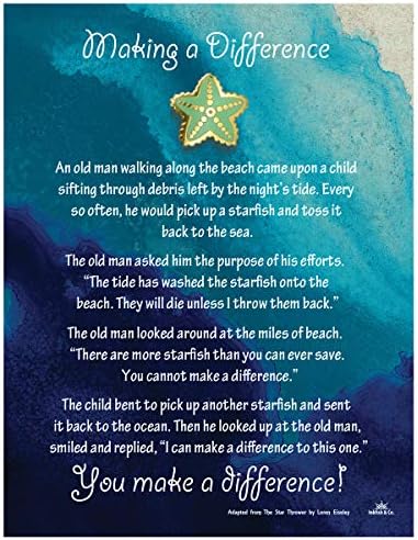 Story Starfish Poem Story Lappel Pin Token de apreciação e reconhecimento Fazendo a diferença Green Seafoam Green