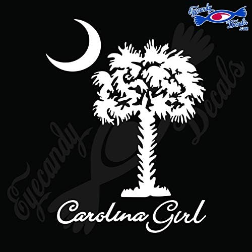 Decalques oculares da Carolina Girl sob Carolina do Sul Palmetto e Lua 6 adesivo de decalque branco