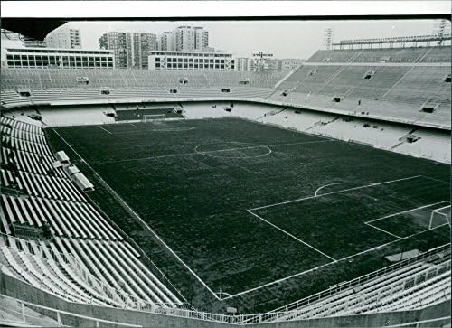 Foto vintage da fotografia do estádio da Copa do Mundo de 1982, Velencia.