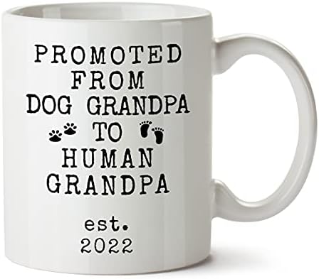 PocStar Design 2022 New Grandpa Mug Baby Reveal, anúncio de nascimento para Dog Grandad, Papou da filha filha