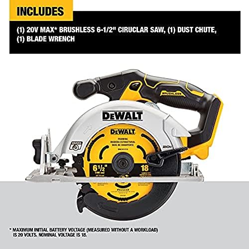 Dewalt 20V Max* Kit iniciante com bateria compacta e carregador PowerStack ™ e Dewalt 20V MAX* SAW circular, 6-1/2 polegadas,