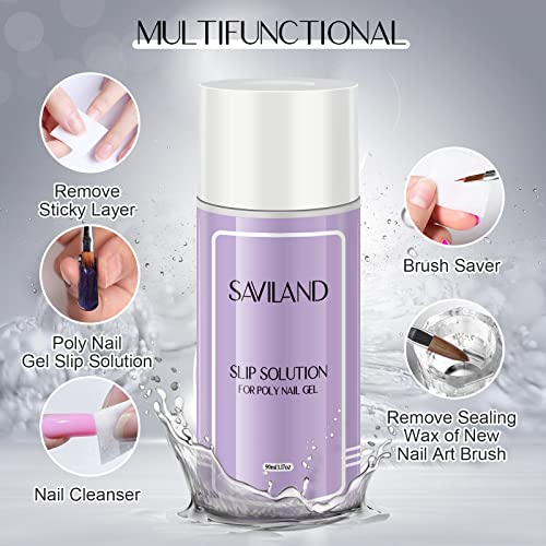 Solução de deslizamento Saviland Poly Gel - Solução de deslizamento de 90 ml para gel de unha poli, extensão de unhas Solução