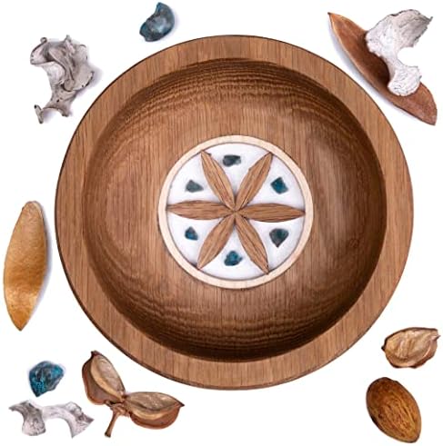 Stromiii tigela de madeira artesanal, tigela de madeira exclusiva para balcão de cozinha, tigela de madeira virada tigela
