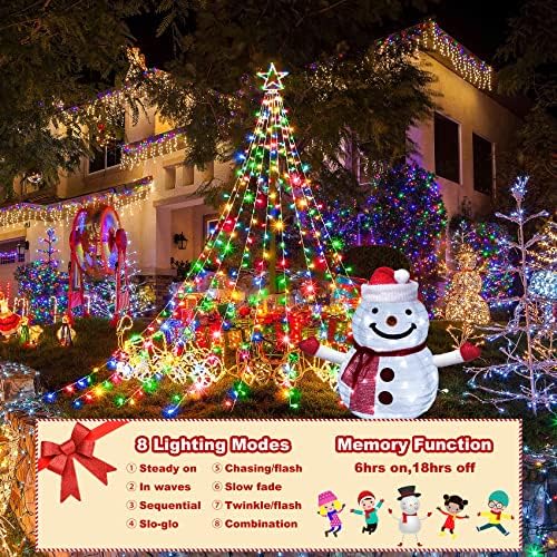 Heceltt Decorações de Natal Conjunto ao ar livre de 2, 3,3 pés 40LEDS Maninho de neve iluminado, 13 pés 344LEDS Star Catho