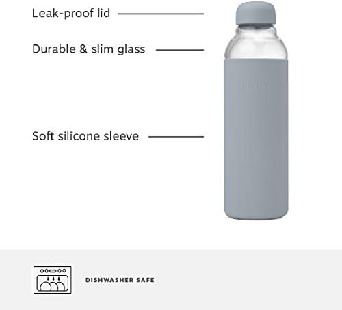 W&P Porter Glass de água de vidro com manga de silicone protetora | Carvão 20 onças | Em movimento | Garrafa reutilizável
