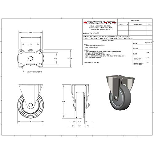 Caster de 4 polegada termoplástica fixa rígida 300 lb