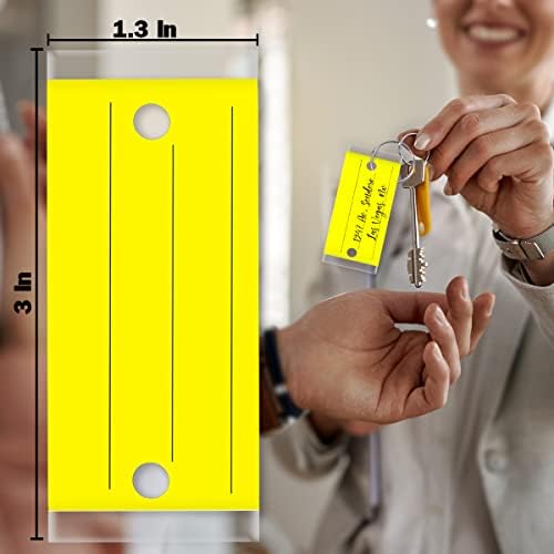 Tags-chave auto-laminadoras de gravação multiuso versa-Tags-250 tags imobiliárias amarelas, proteção, rotulagem gravável e durável, anéis incluídos-feitos nos EUA