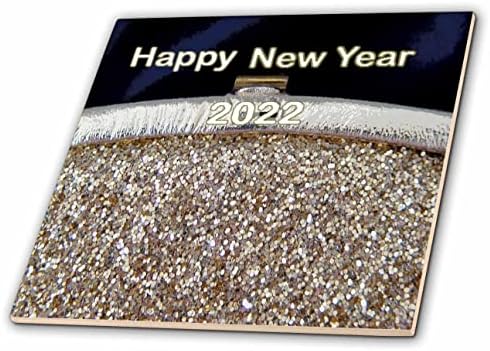 Imagem 3drose de palavras Feliz Ano Novo com Bolsa de Party Silver Gold Glitter - Tiles