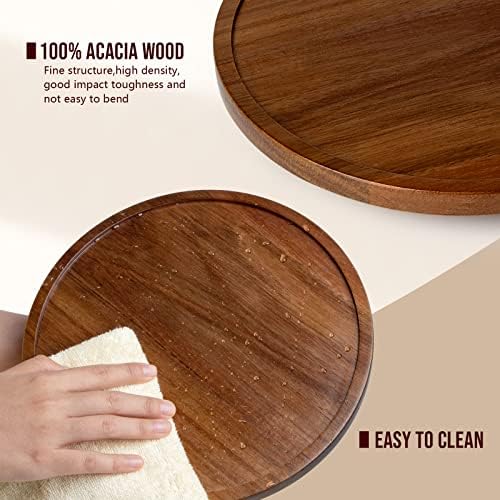 Organizador de Susan preguiçoso da ANBOXIT para mesa, 12 polegadas de madeira Lazy Susan Turtable para armário, Acacia Wood Turtable Kitchen Spice Rack