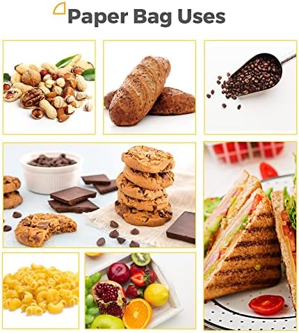 Lunhanas de papel de papel marrom reutilizável 4 libras de almoço para crianças - sacos de lanches para quebrar sanduíches rápidos - sacos de papel marrom descartáveis ​​- sacos de supermercado para armazenamento e embalagem de alimentos