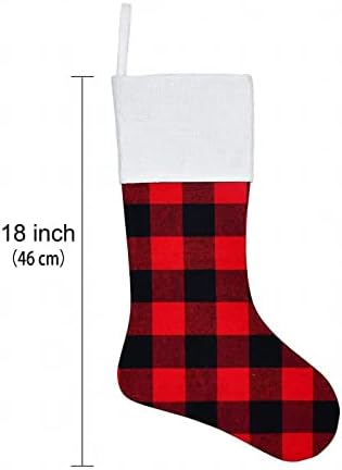 Basket Case Ornamento de vidro Meias de Natal Vermelho Black Plaid Christmas meias de lareira pendurando meias para férias