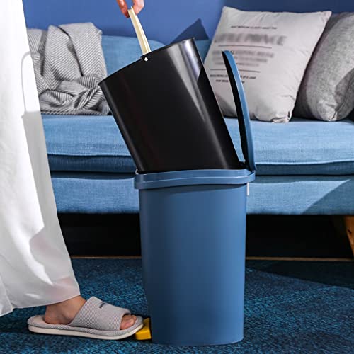 Lixo de lixo dypasa 12l lixo de lixo premium com tampa e pedal de plástico, lixeira para cozinha Banheiro da sala de banheiro dormitório, cesto de desperdício azul