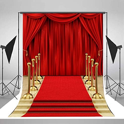 Sensfun Red tapete de cortina fotografia pano de fundo Hollywood Party Background Background Vinyl Red Gold Gold Stage para