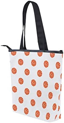 Canvas Tote Bag Basketball Sports Orange White White Reutilizável Compromêndio Bolsa de Bolsa de Bolsa de praia para homens