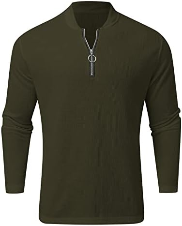 Xxbr 2022 New mass waffle malha camisa, zíper v pescoço de manga longa praia casual henley camise
