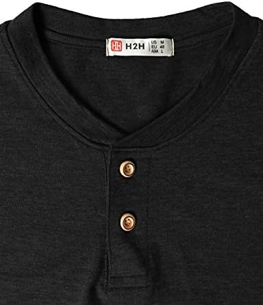 H2H Mens Casual Premium Slim Fit Henley Camisas finas leves finos