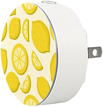 2 Pacote de plug-in Nightlight Night Night Limon Tropical Fruit Pattern Summer com sensor do anoitecer para o quarto para o quarto de crianças, viveiro, cozinha, corredor