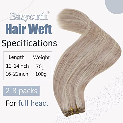Easyouth One Pack Weft Hair Extensions e uma embalagem Extensões de cabelo de trama Human Hair Color Destaques loiro 20+22 polegadas