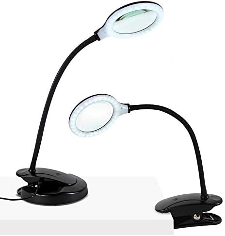 Brightech Lightview portátil Lâmpada de mesa, lupa de luz de 1,75x, lupa alimentada por bateria com luz para artesanato, leitura, trabalho próximo - preto